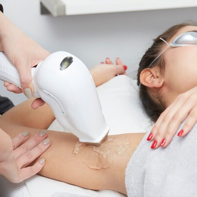 Advanced laser technology setup for permanent hair removal in a modern clinic setting